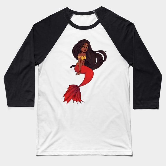 Indian Mermaid Baseball T-Shirt by Twkirky